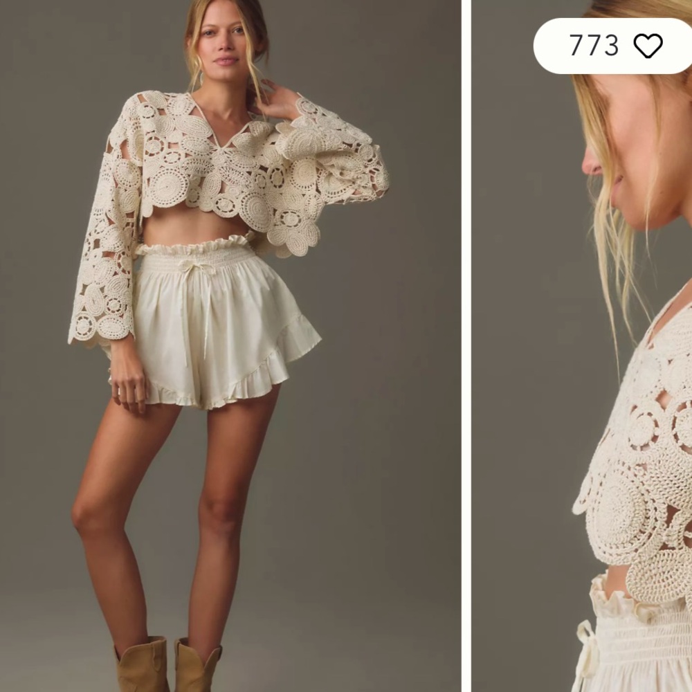 Anthropologie Patterned Crochet Shrug